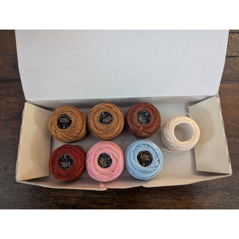 VTG BOX DMC #7 Cotton Perle Dollfus -Mieg & Cie Multicolor Made in France